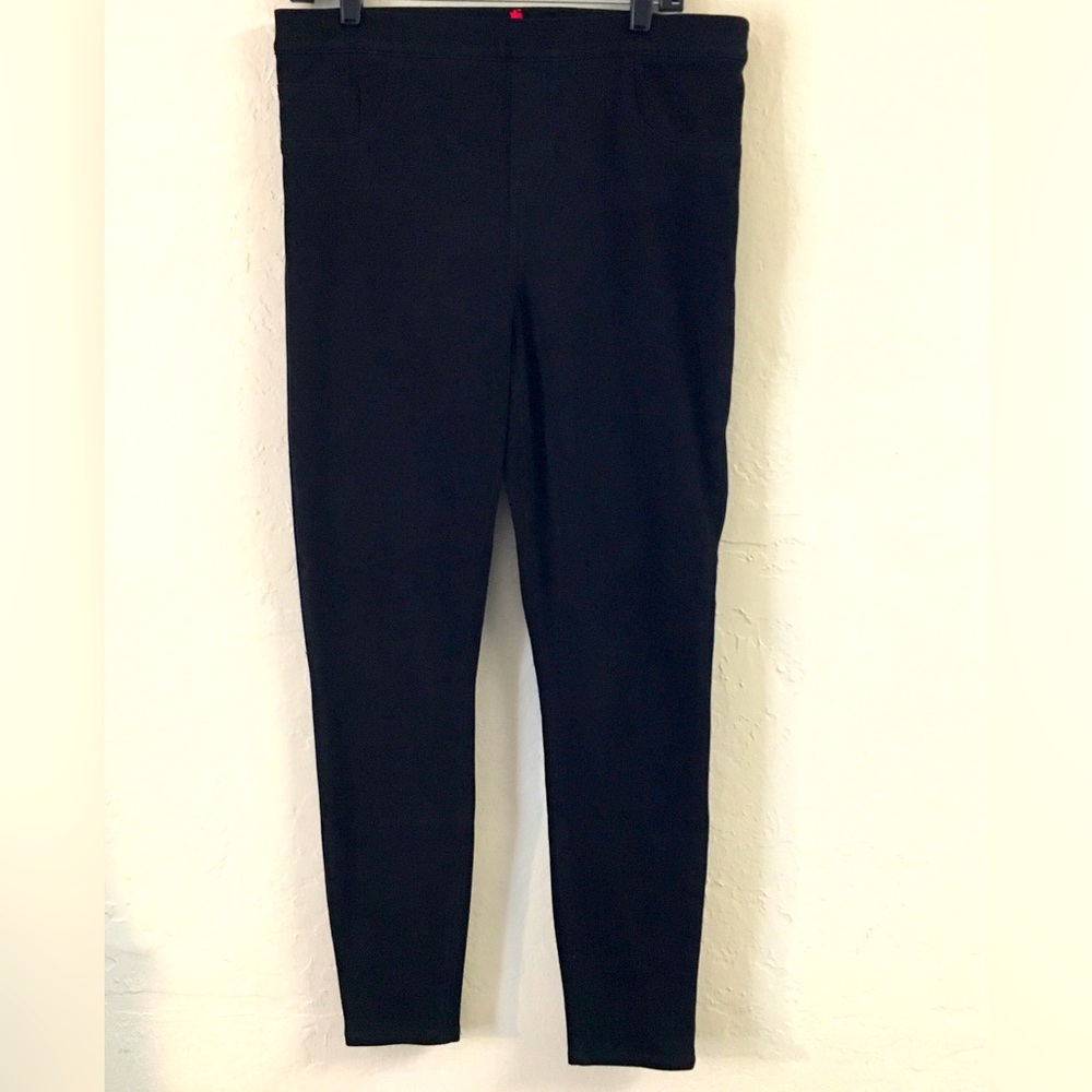 Spanx Pull On Stretch Denim Jeans Jeggings XL Black Casual Denim
